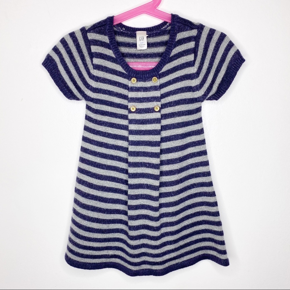 Baby Gap Girls Navy and Grey Stripe Sweater Dress